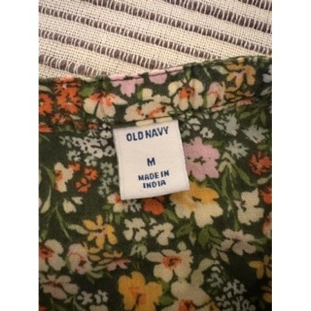 Old Navy Womens Olive Green Ditsy Floral Long Sleeve Blouse Size M Romantic - Picture 8 of 9